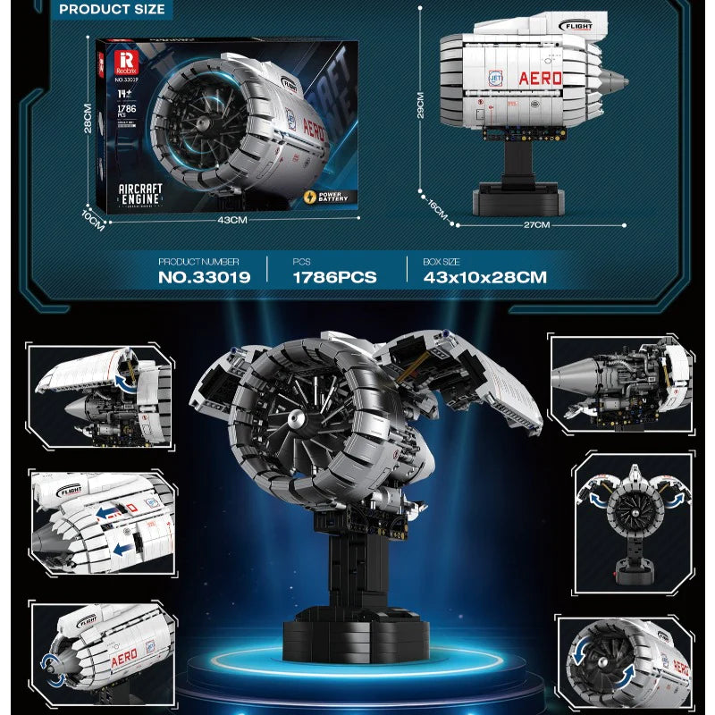 Reobrix - 33019 - Aviation Turbofan Engine - 1786 Pieces