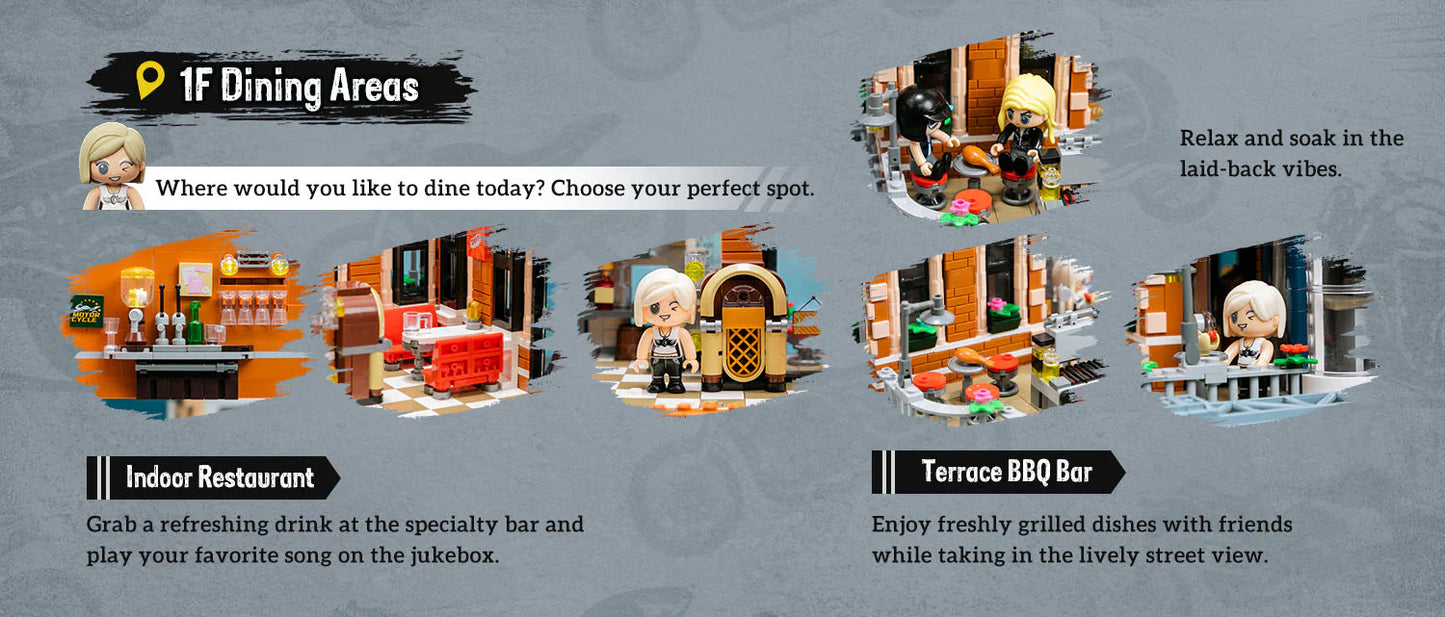 Pantasy - 85024 - Motorcycle Restaurant - 3000+ Pieces