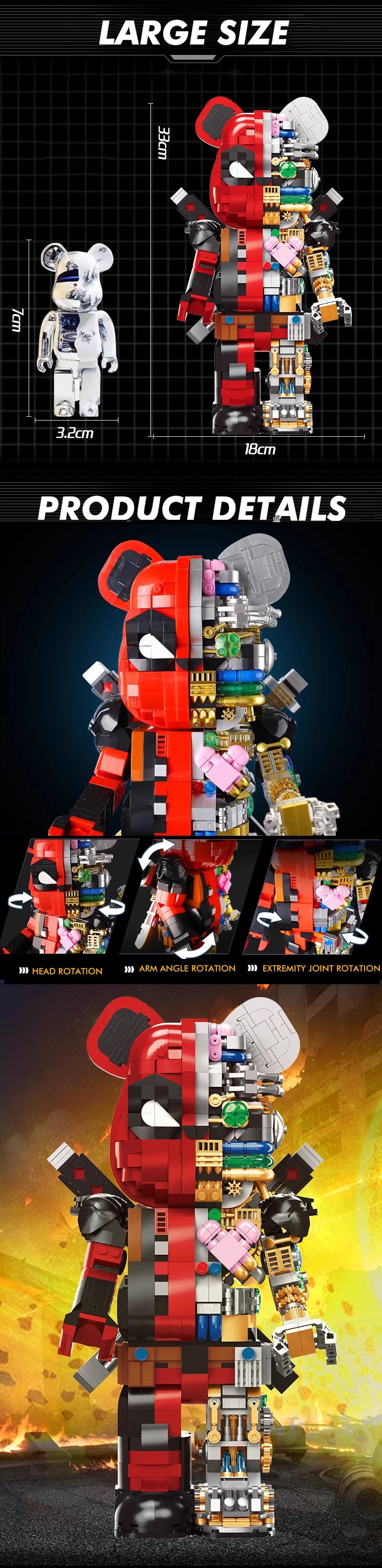 Wangao - 188014 - Mechanical Deadpool Bear Mecha