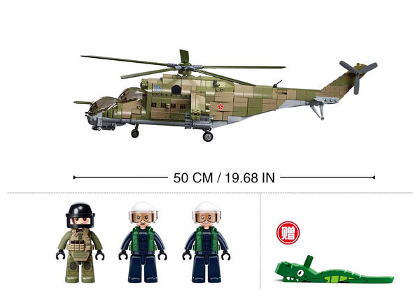 Sluban - M38-B1137 - Russian Hind MI-24S Attack Helicopter - 893 Pieces