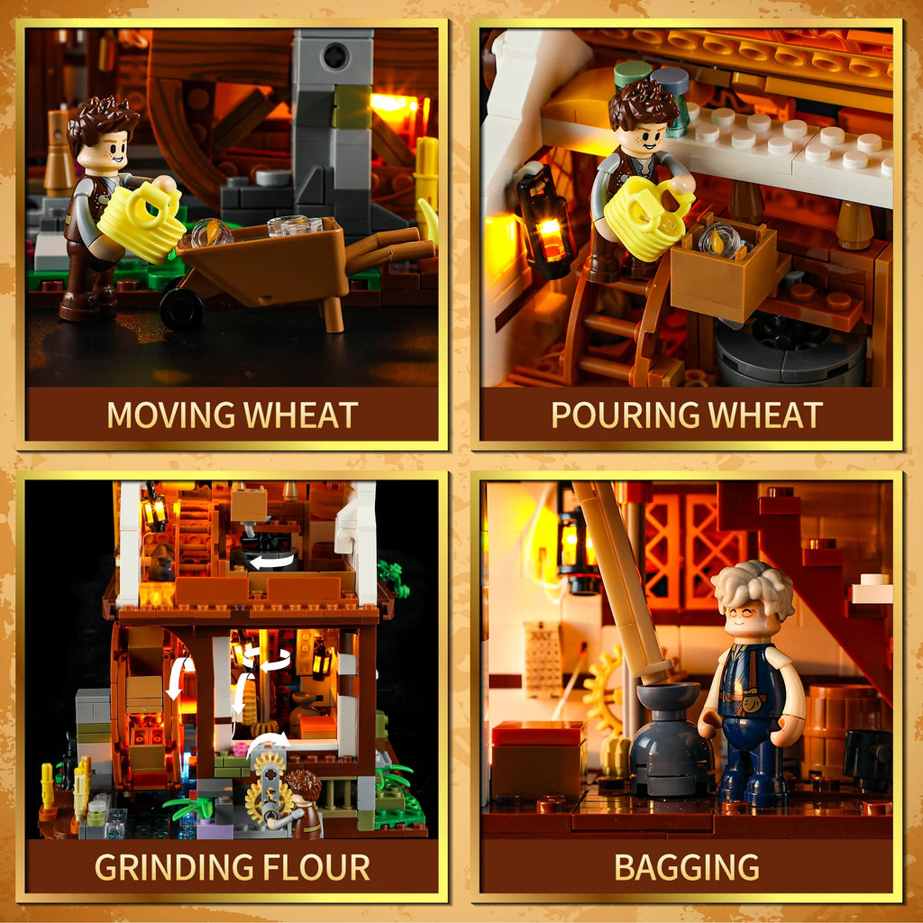 Funwhole/Lumibricks - F9061 - Medieval Water Mill - 1278 Pieces