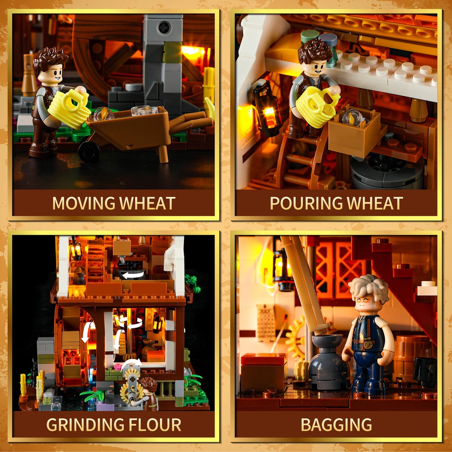 Funwhole/Lumibricks - F9061 - Medieval Water Mill - 1278 Pieces