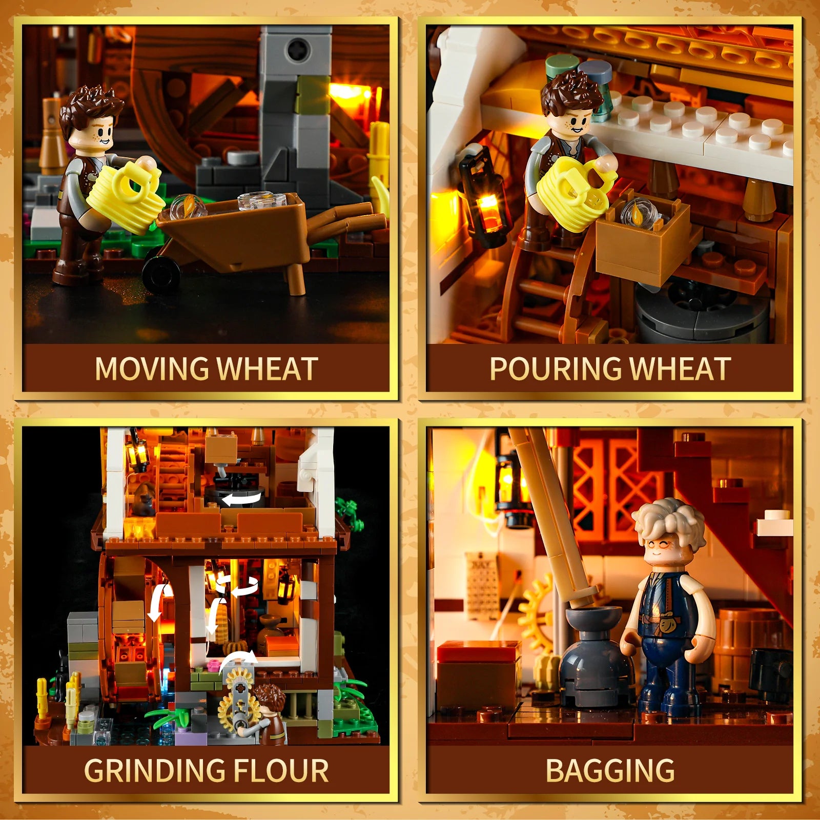 Funwhole/Lumibricks - F9061 - Medieval Water Mill - 1278 Pieces