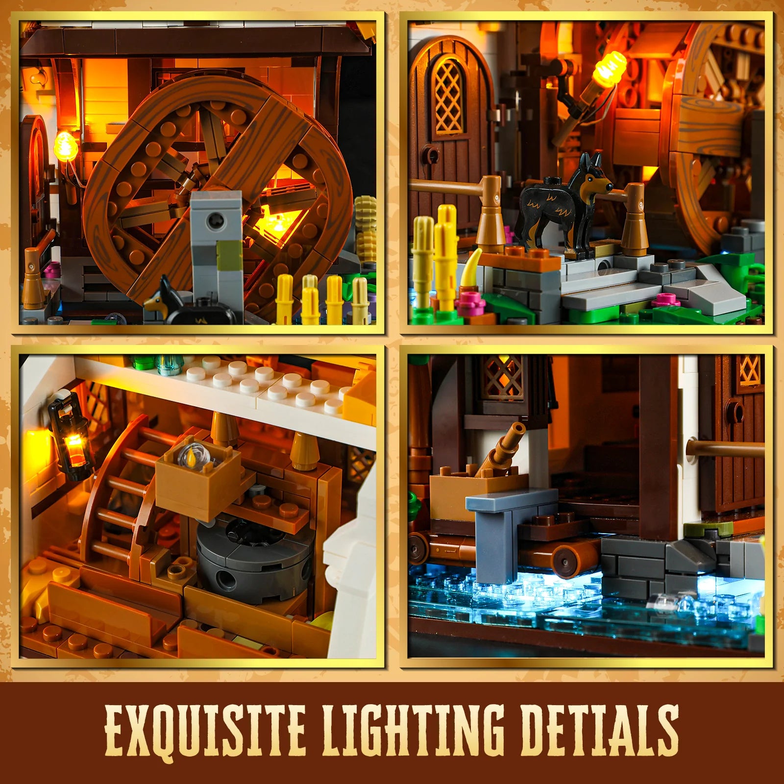 Funwhole/Lumibricks - F9061 - Medieval Water Mill - 1278 Pieces