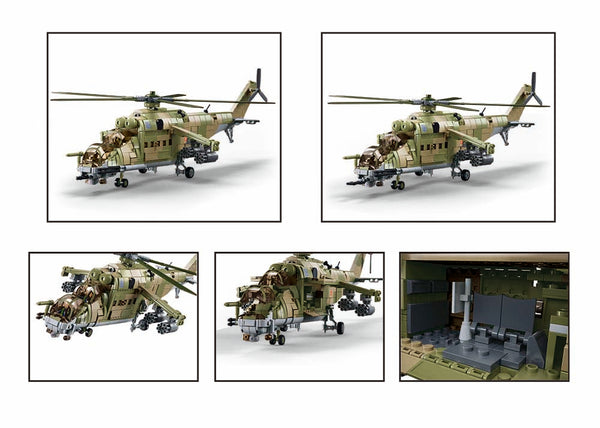 Sluban - M38-B1137 - Russian Hind MI-24S Attack Helicopter - 893 Pieces