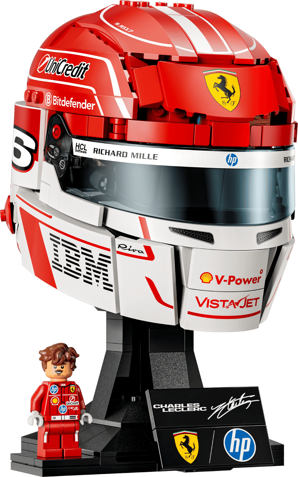 Compatible - 43014 - Scuderia Ferrari HP Charles Leclerc Helmet - 886 Pieces