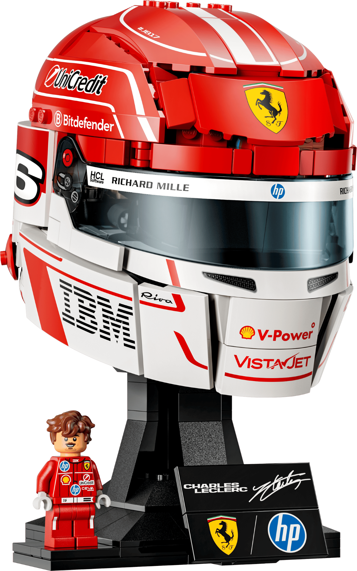 Compatible - 43014 - Scuderia Ferrari HP Charles Leclerc Helmet - 886 Pieces