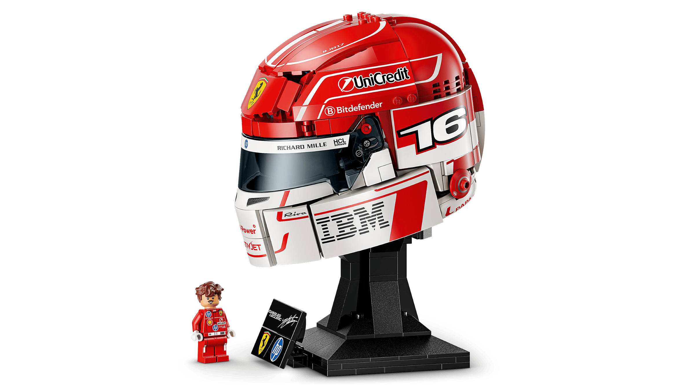Compatible - 43014 - Scuderia Ferrari HP Charles Leclerc Helmet - 886 Pieces