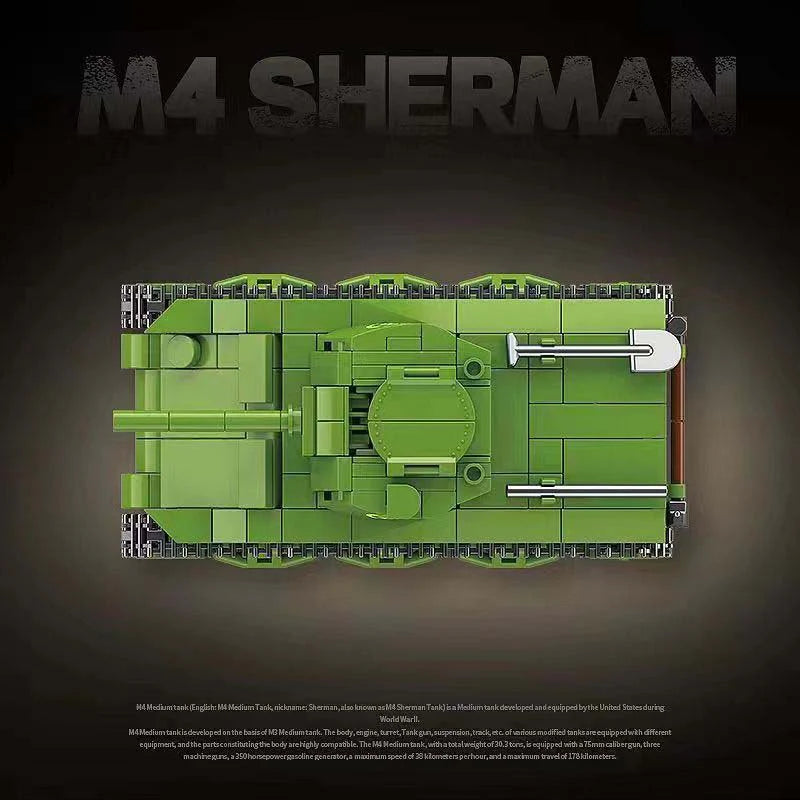 Quan Guan - 100272 - Military - M4 Sherman Tank - 480 Pieces