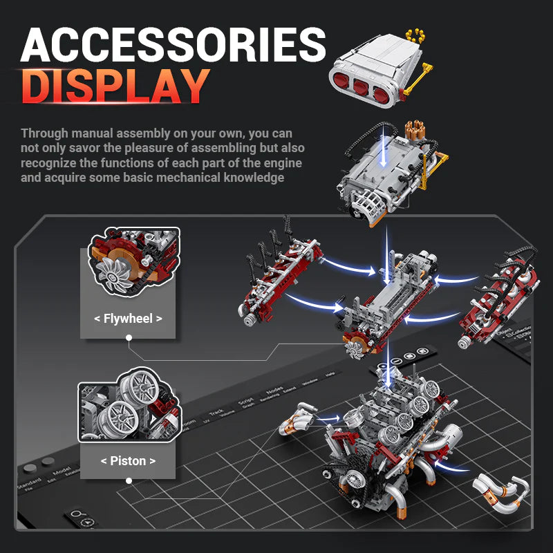 Eikee - Y15001 - V8 Engine - 2347 Pieces - Dynamic Version Only