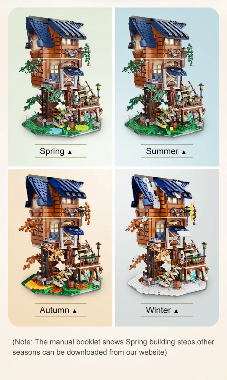 CaDA - C66004 - Four Seasons Tree Shack - 1155 Pieces - LED Kit Included