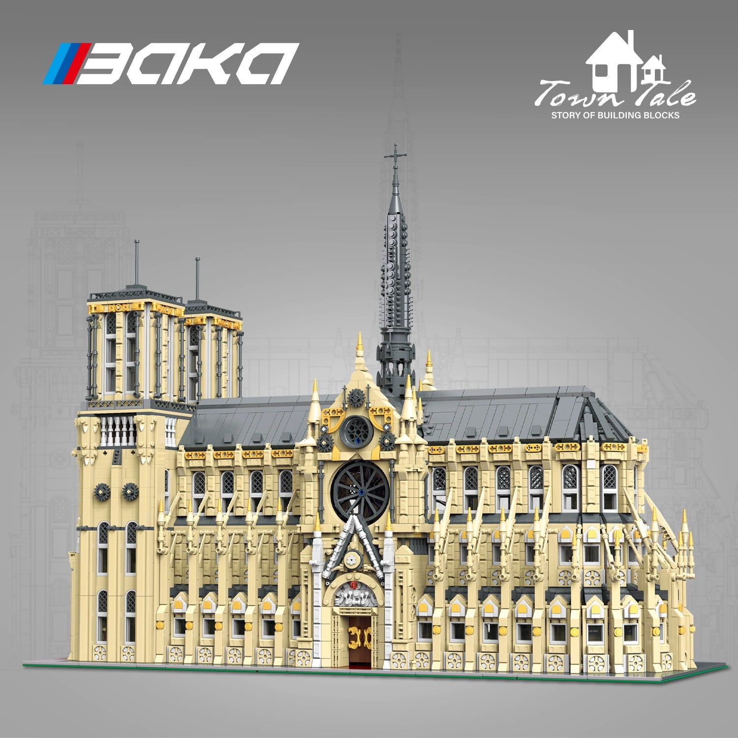 Chinese Building Blocks Baka Street View Building 21061 Notre Dame Cathedral Large Children's Assembling Toys Gift 33213