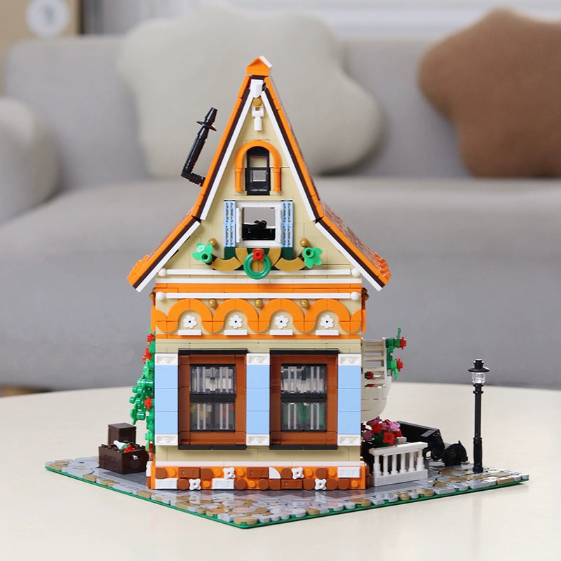 Small Particles European Style Architecture Scene Magic Flower Workshop Difficulty House Villa Assembling Building Blocks Gift Toy Girl