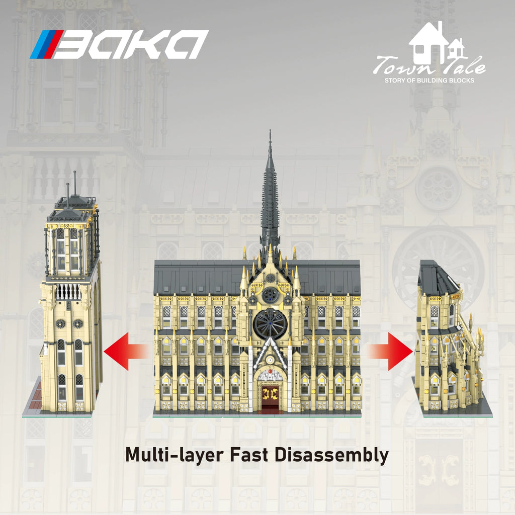 Chinese Building Blocks Baka Street View Building 21061 Notre Dame Cathedral Large Children's Assembling Toys Gift 33213