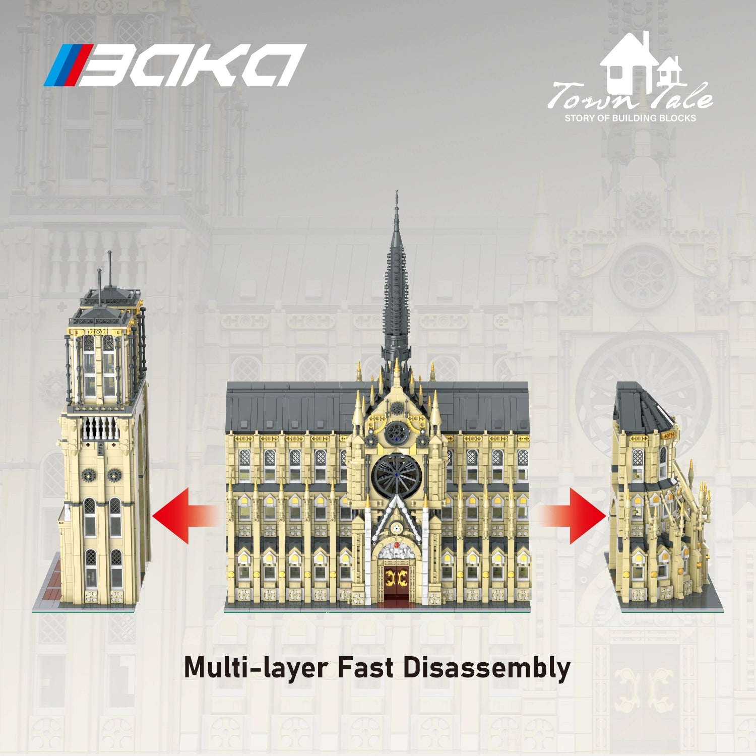 Chinese Building Blocks Baka Street View Building 21061 Notre Dame Cathedral Large Children's Assembling Toys Gift 33213