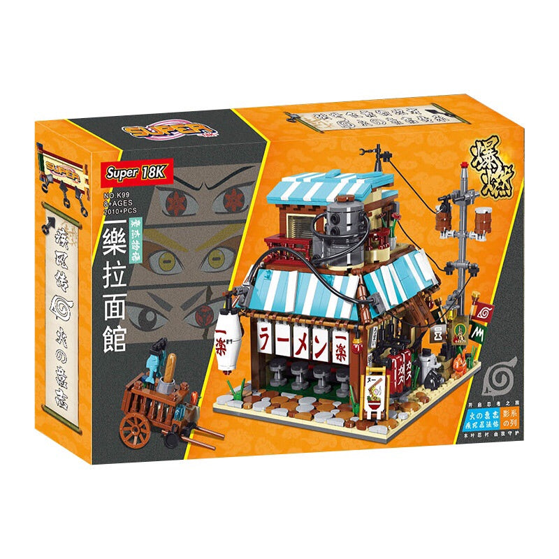 18K Naruto Yile Ramen Restaurant MOC Creative Street View Small Particle Puzzle Building Block Model Toy K99