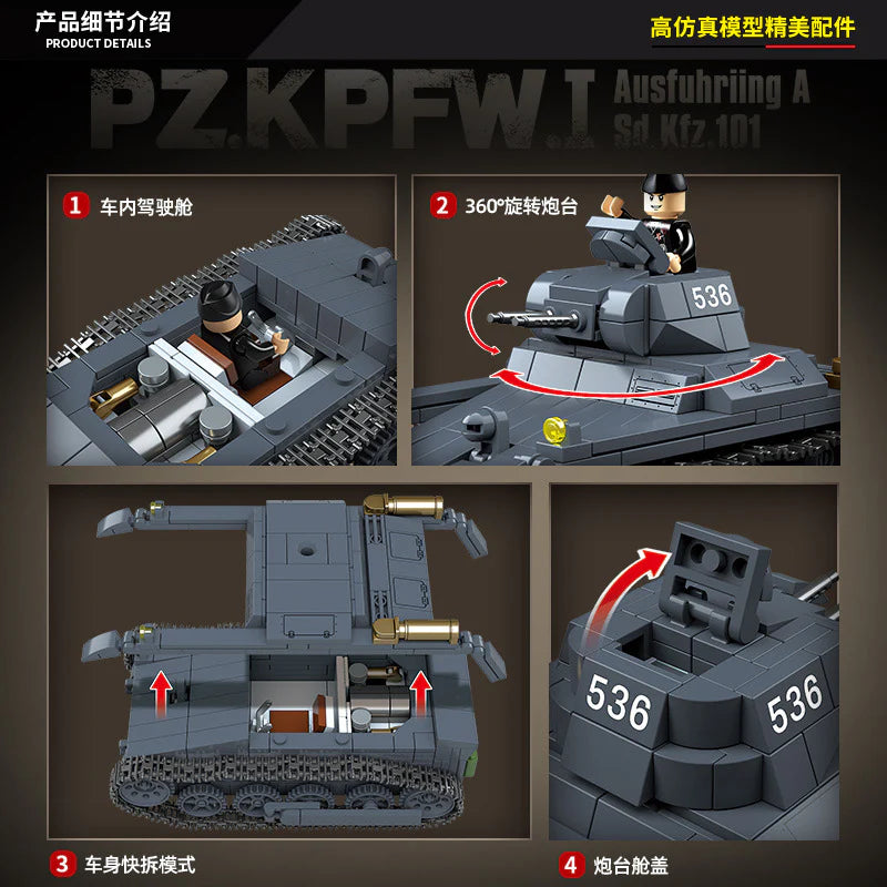 Quan Guan - 100274 - Military - Panzer I Type A - 565 Pieces
