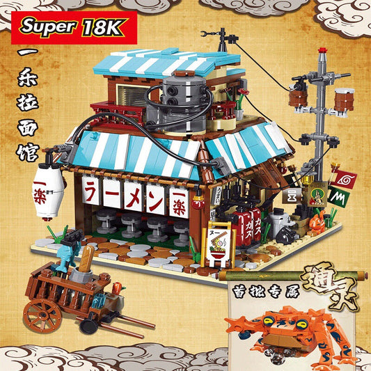 18K Naruto Yile Ramen Restaurant MOC Creative Street View Small Particle Puzzle Building Block Model Toy K99