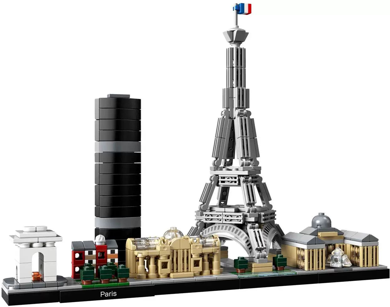 Chinese building block 21044 building street view of Paris skyline, France, Eiffel Tower, triumphal arch assembly toy