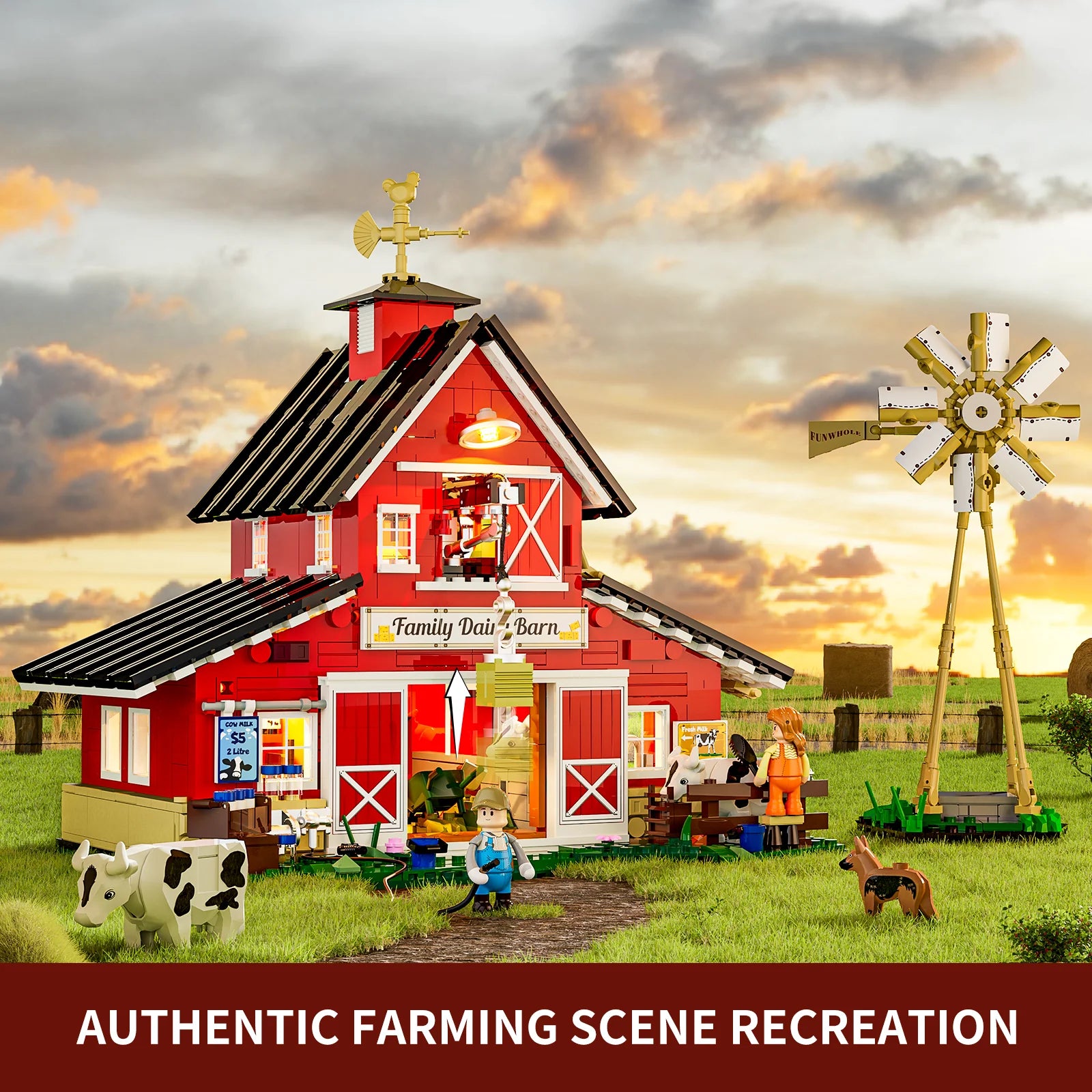 Funwhole/Lumibricks - F9037 - Cowbarn - 1368 Pieces