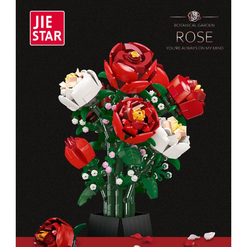 Jiestar - JJ9010 - Valentines Day - Rose Bouquet - Botanicals - 818 Pieces