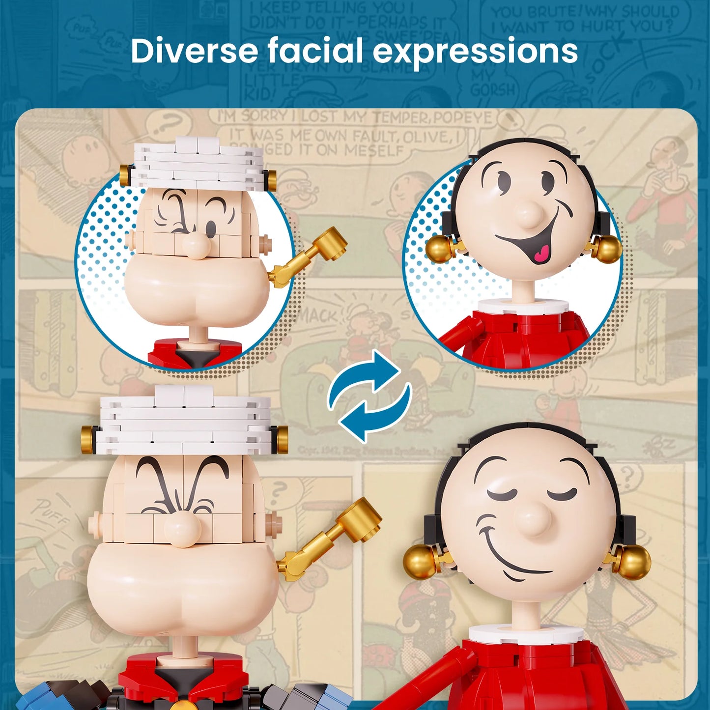 Pantasy - 86401 - Popeye And Olive Oyl - 1209 Pieces