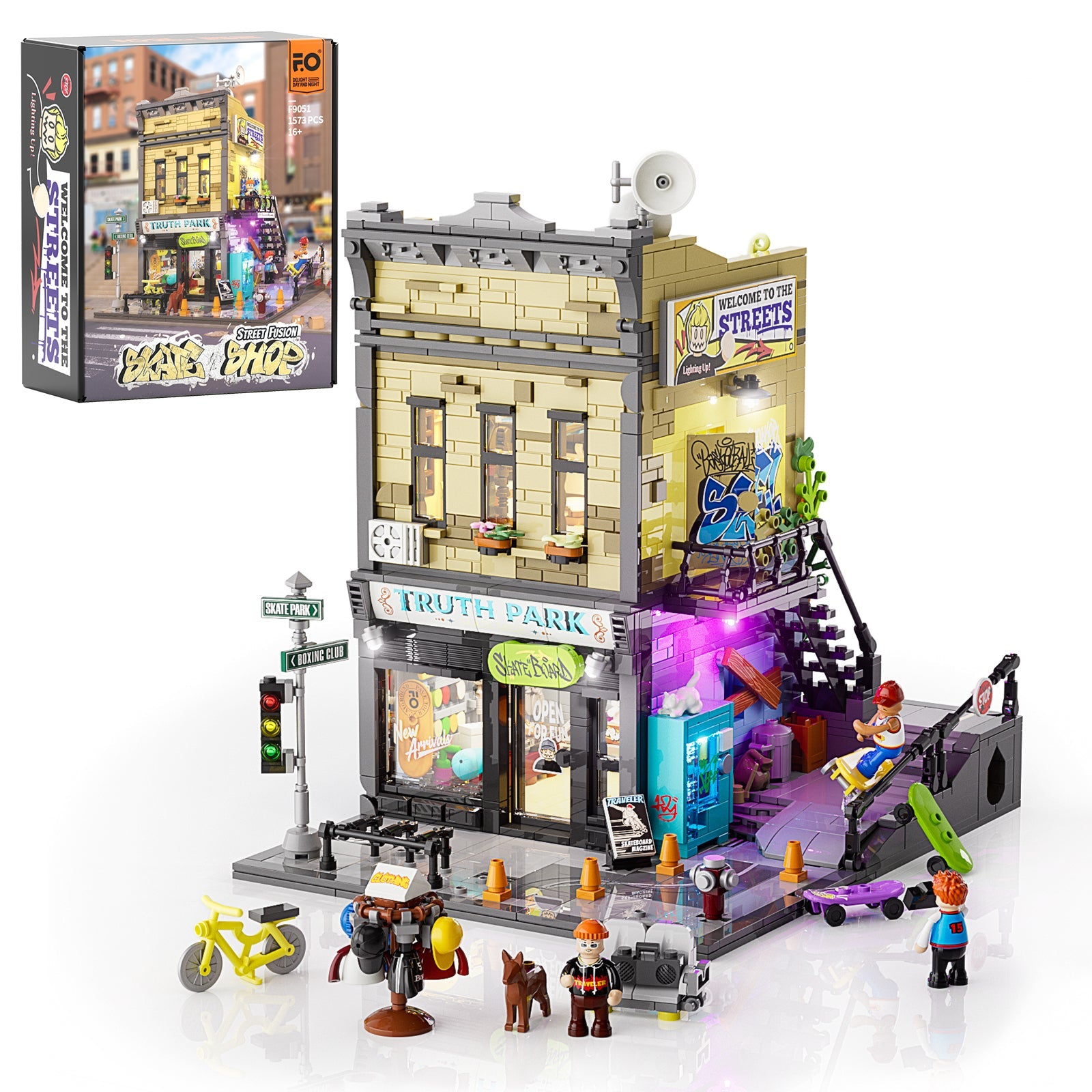 Funwhole/Lumibricks - F9051 -  Town Series - Skate Shop - 1573 Pieces