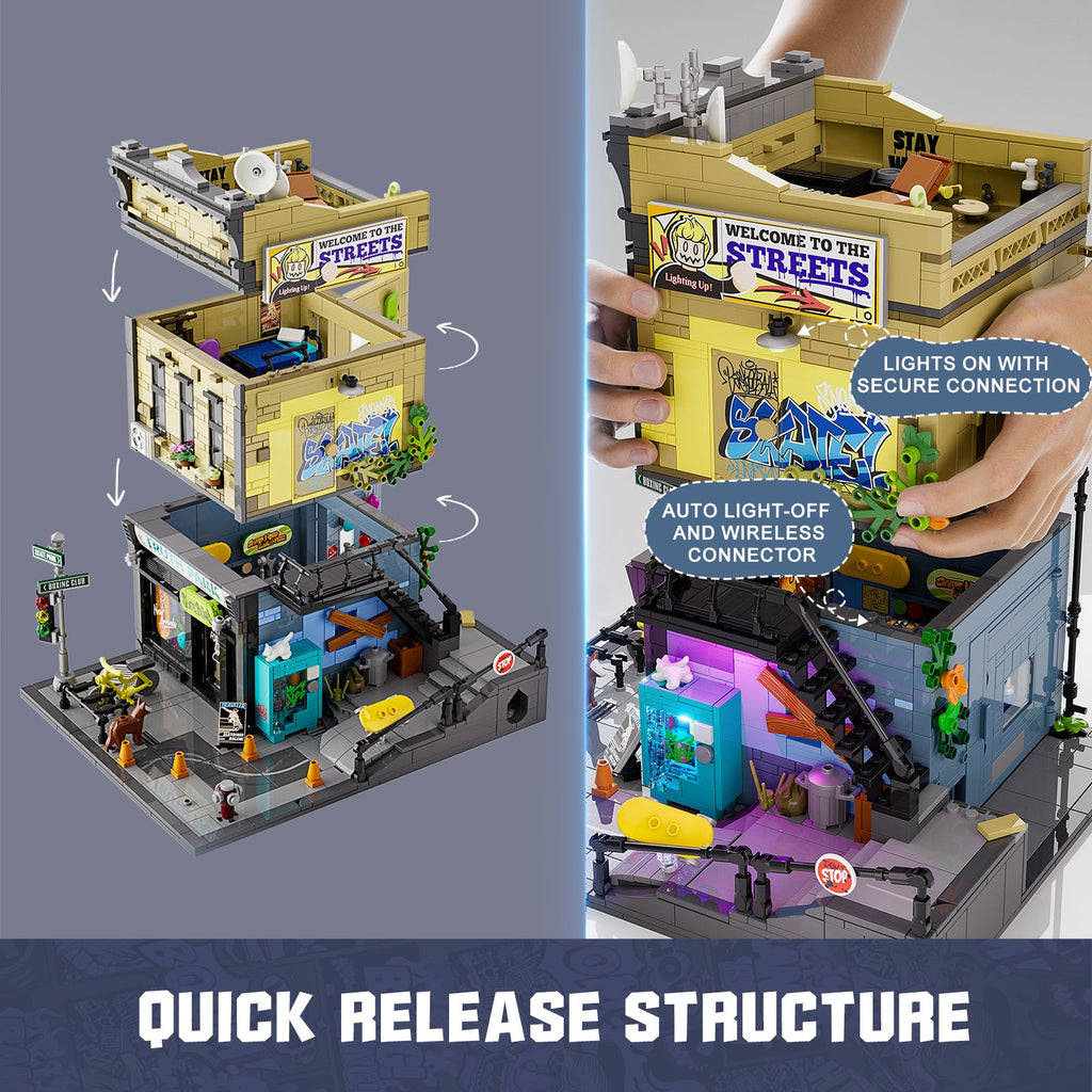 Funwhole/Lumibricks - F9051 -  Town Series - Skate Shop - 1573 Pieces