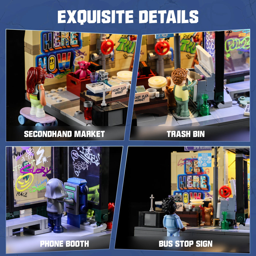 Funwhole/Lumibricks - F9066 - Town Series - Graffiti Bus Stop - 514 Pieces