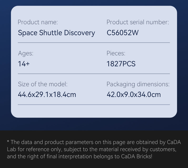 CaDA - C56062 - NASA Space Shuttle Discovery - 1827 Pieces