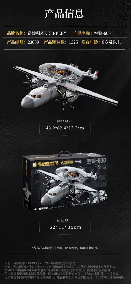 Keeppley - 23039 - J600 - Airborne Early Warning and Control System Aircraft - 1325 Pieces