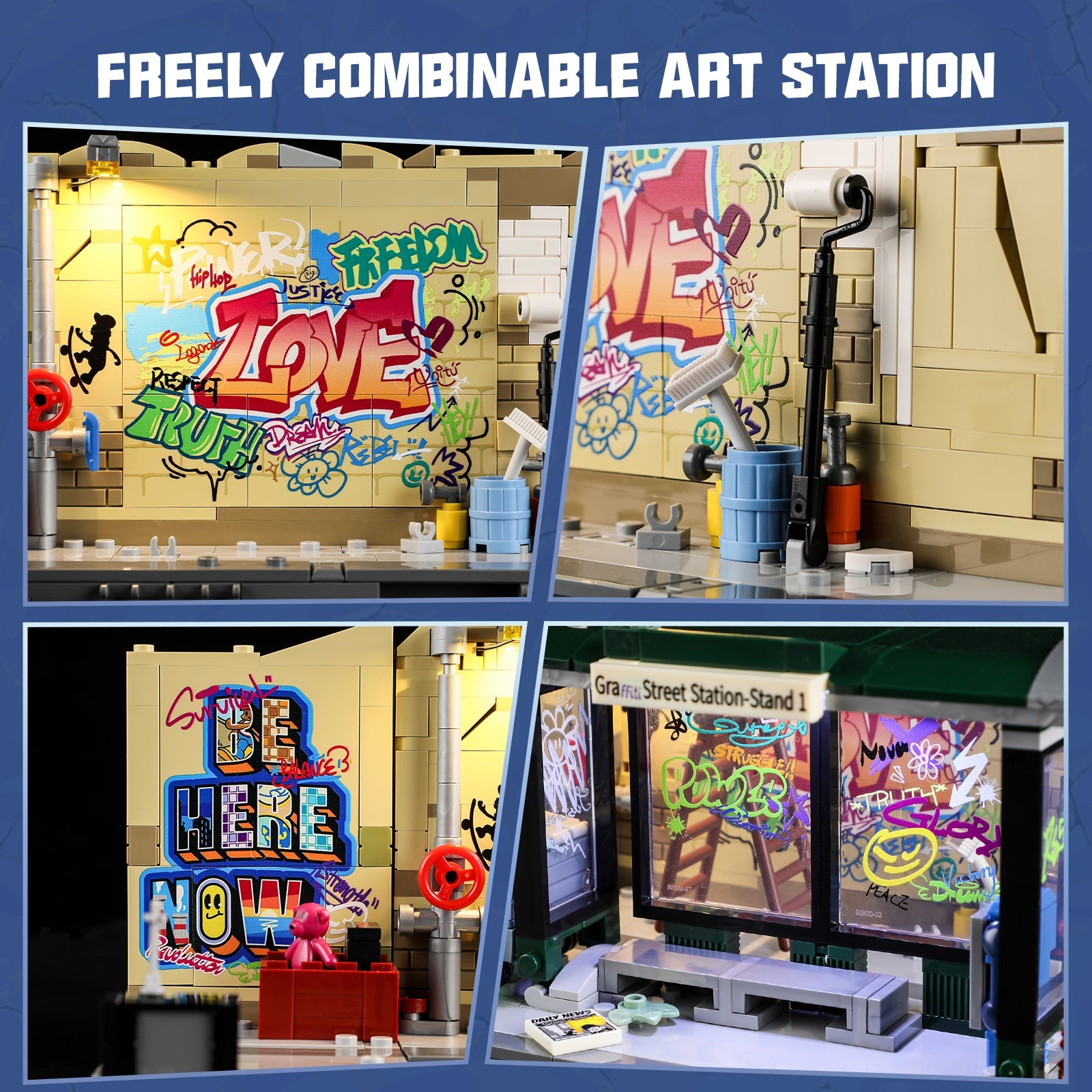 Lumibricks/Funwhole - F9066 - Town Series - Graffiti Bus Stop - 514 Pieces