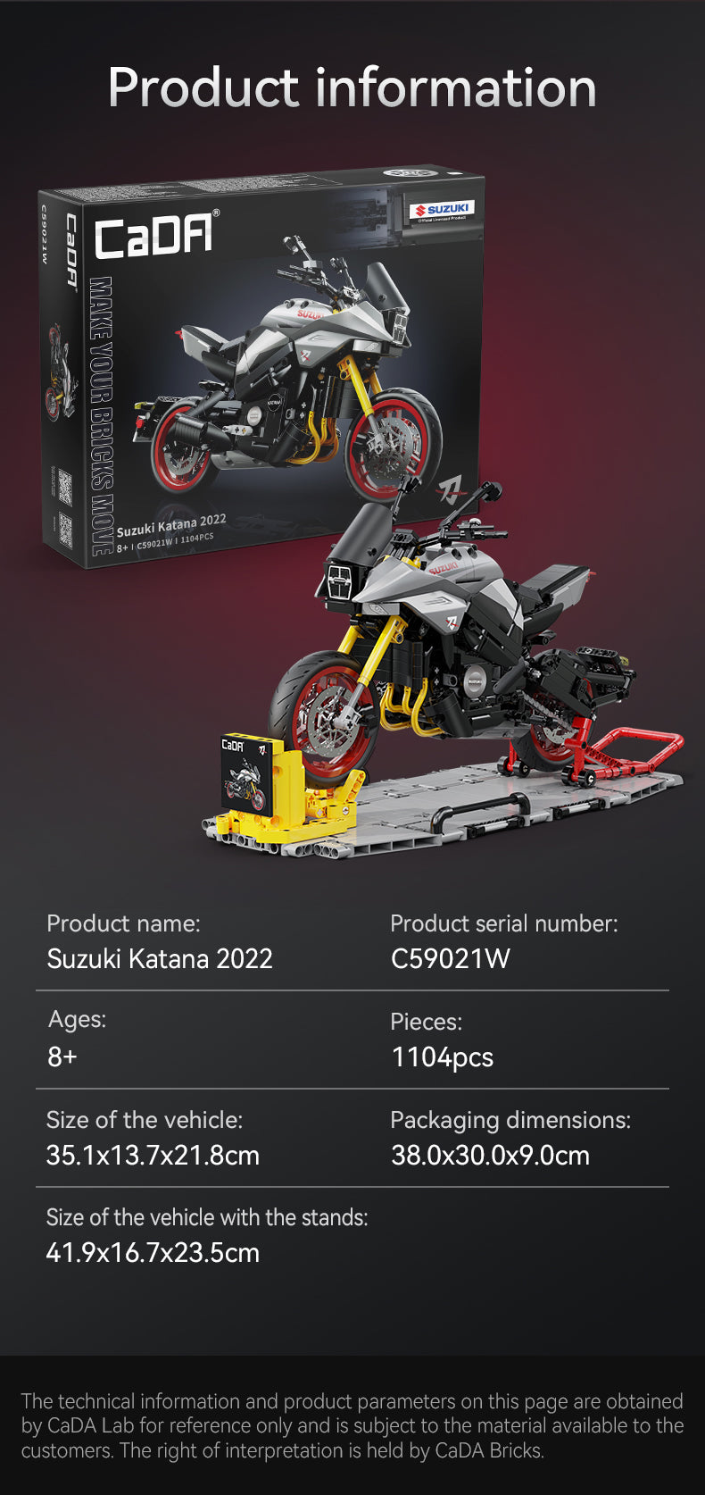 CaDA - C59021 - Suzuki Katana Motorcycle - 1104 Pieces (Group Order Discount Not Applicable)