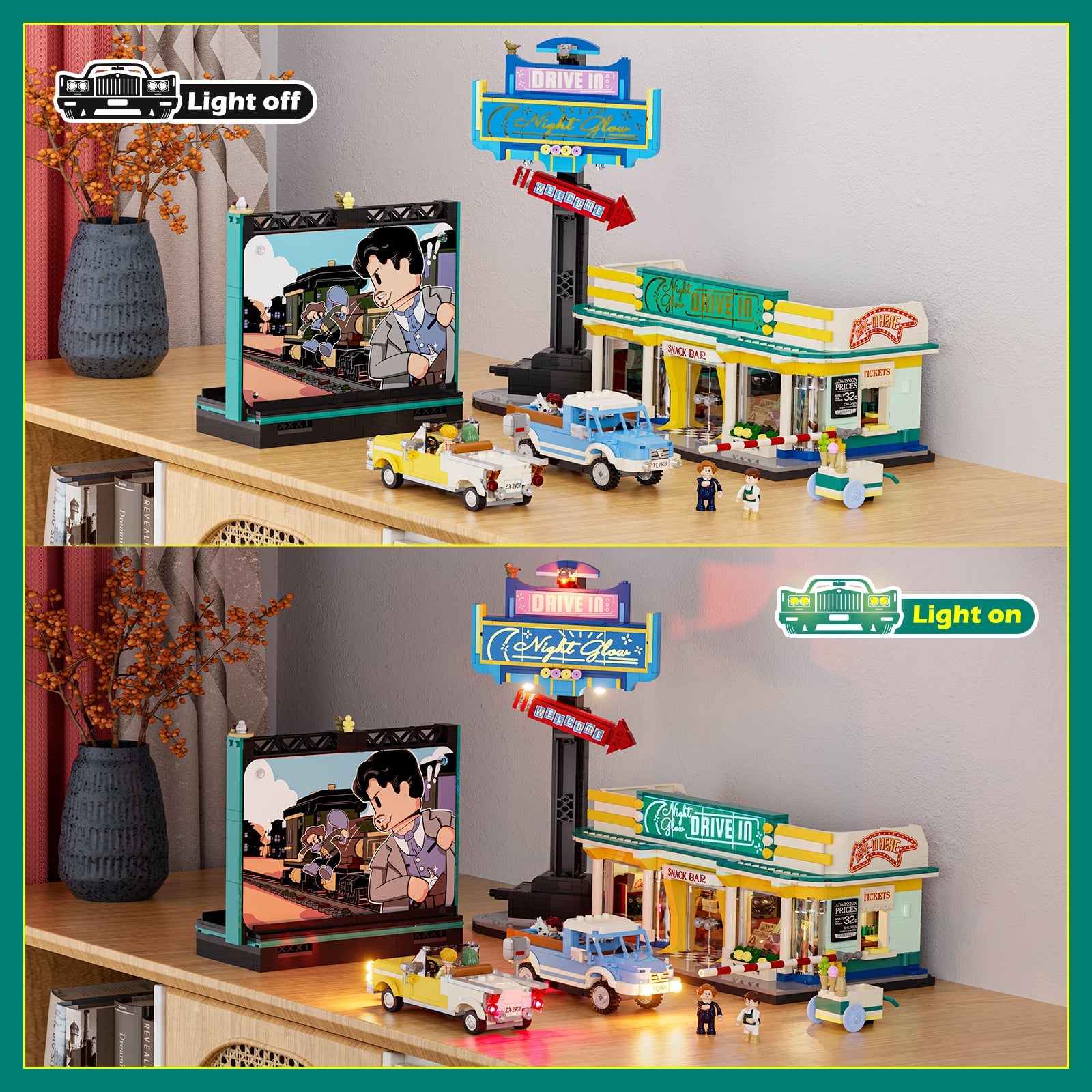 Lumibricks/Funwhole - L9081 - Night Glow Drive In - 1760 Pieces